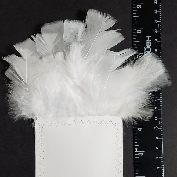New - White Genuine Feather Pocket Square Insert - Picture 3 of 6